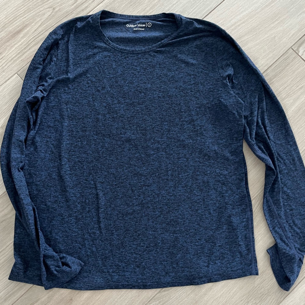 Outdoor Voices Heathered Blue Long Sleeve Top
